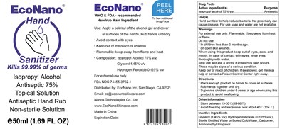 50 mL Label (Econano Hand Sanitizer 50ml Label 7455 3752 1)